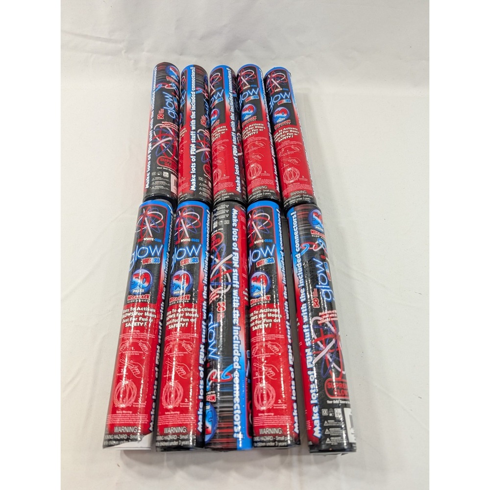 10) Ten Total 50 Packs Glow Stick Bracelets‎ 50 pack  Red White And Blue Only